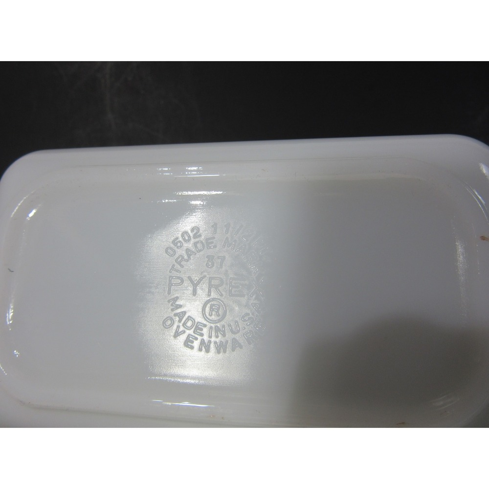 Vtg Pyrex Dish Set White Blue Butterprint Amish 501-503 Refrigerator Rooster - Picture 12 of 16